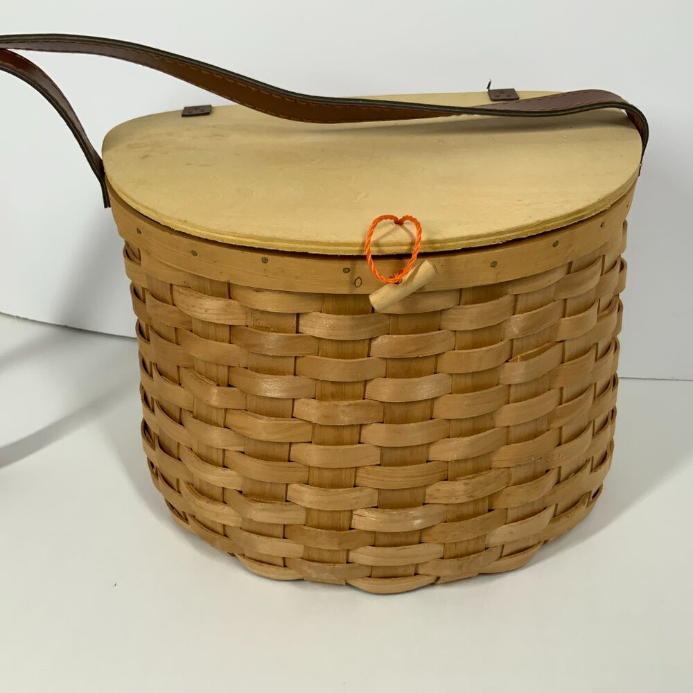 Woven Birch Slat Basket Purse Handmade Wicker Shoulder Bag Fishing Creel ManCave